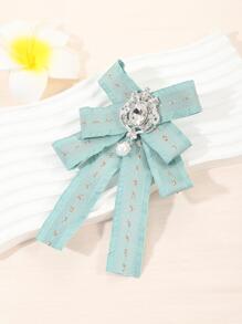 Cà vạt nơ trang trí đính đá & ngọc trai giả - Màu xanh ngọc - Xem 1