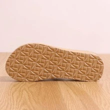 女士極簡編織設計翻動亚麻度假人字拖 - 卡其色 - 查看 5