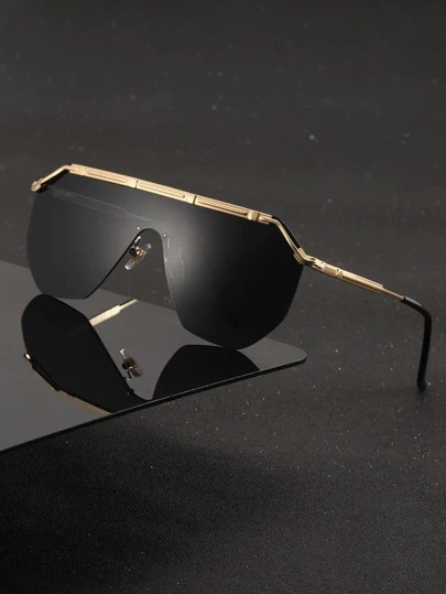 1/2 副黑色金属框架时尚眼镜，适合男士夏季海滩度假、户外、旅行