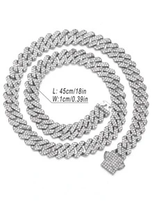 1 Máy Tính Hip Hop Cổ Điển Hình Thoi Dây Chuyền Kim Cương Giả Vòng Cổ Cho Phụ Nữ Và Nam Giới Punk Thời Trang Trang Sức Dây Xích Cho Đường Phố bé Trai Và Bé Gái - Bạc - Xem 5