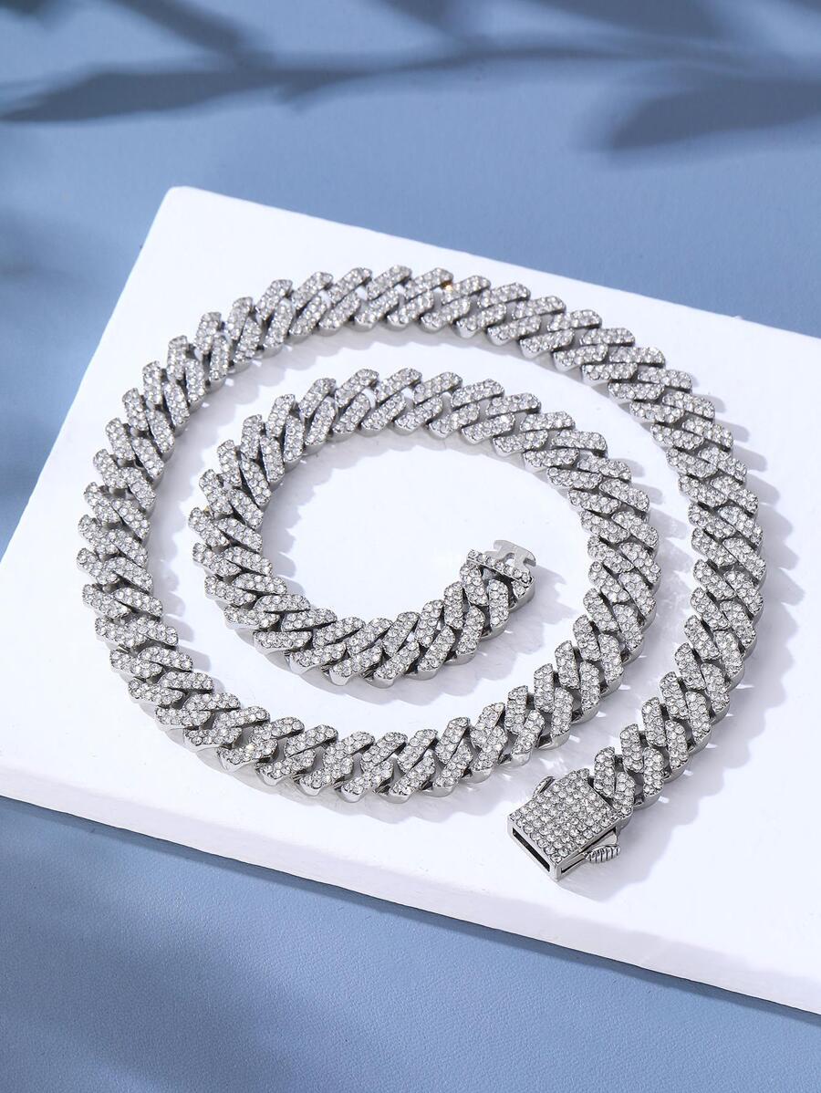 1 Máy Tính Hip Hop Cổ Điển Hình Thoi Dây Chuyền Kim Cương Giả Vòng Cổ Cho Phụ Nữ Và Nam Giới Punk Thời Trang Trang Sức Dây Xích Cho Đường Phố bé Trai Và Bé Gái - Bạc - Xem 1