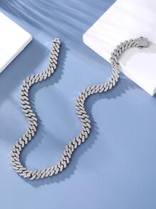 1 Máy Tính Hip Hop Cổ Điển Hình Thoi Dây Chuyền Kim Cương Giả Vòng Cổ Cho Phụ Nữ Và Nam Giới Punk Thời Trang Trang Sức Dây Xích Cho Đường Phố bé Trai Và Bé Gái - Bạc - Xem 2