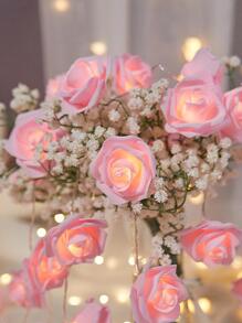 1pc Plastic Led String Light, Romantic Flower Decor Extendable Decorative Light For Party