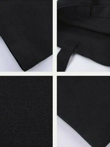 女士购物袋手提袋杂货手提包储物袋字母姓名首字母图案旅行单肩包大容量学生手提包手提包大容量手提单肩包杂货袋 - 黑色 - 查看 4