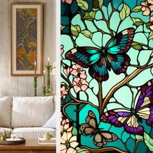 45*100cm Butterfly Stained Glass Window Film Uv Blocking Non-adhesive Privacy Window Film Window Decals Static Clings - 彩色 - 查看 1