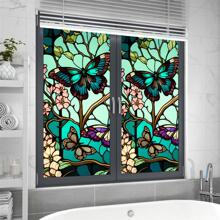 45*100cm Butterfly Stained Glass Window Film Uv Blocking Non-adhesive Privacy Window Film Window Decals Static Clings - 彩色 - 查看 2