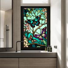 45*100cm Butterfly Stained Glass Window Film Uv Blocking Non-adhesive Privacy Window Film Window Decals Static Clings - 彩色 - 查看 4