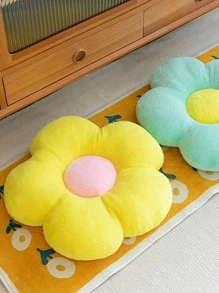 1pc Flower Design Decorative Pillow - Yellow - View 3