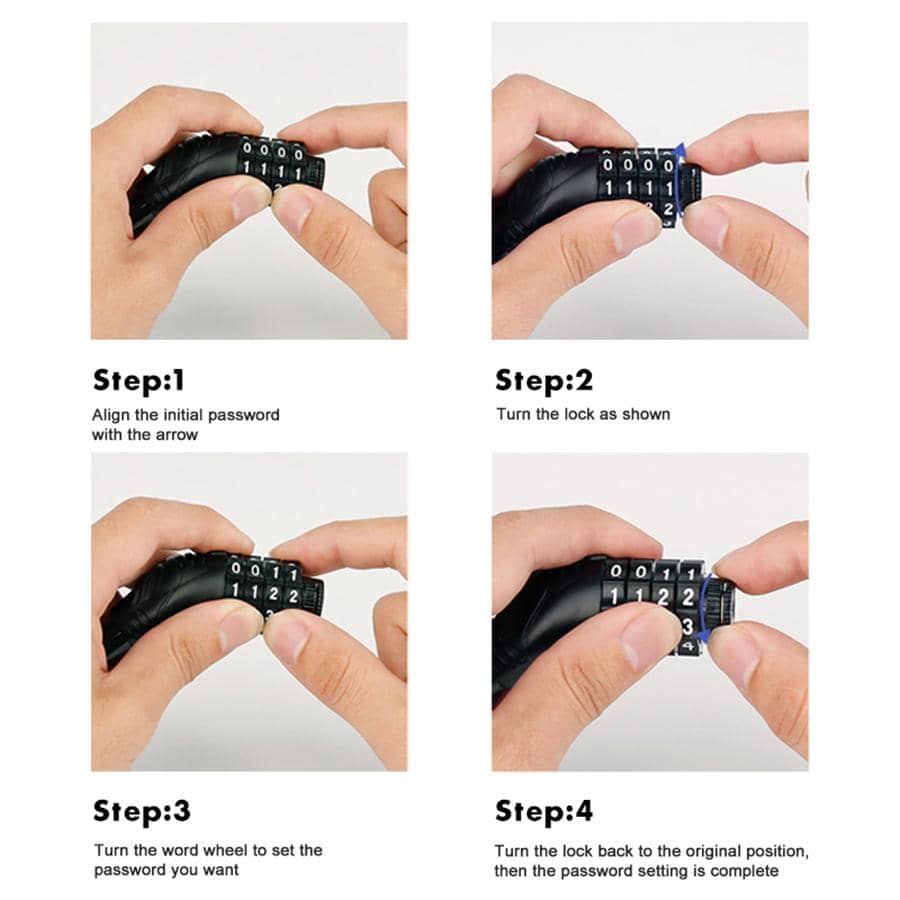 Bike Lock Security 4 Digit Resettable Combination Bike Lock With