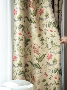 Floral Pattern Single Panel Blackout Curtain
