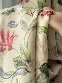 Floral Pattern Single Panel Blackout Curtain