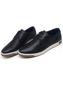 SHOESMALL Men's Vintage Multicolor Casual Comfortable Black Dress Shoes Non-Slip Student Sneakers For Business And Walking Commute - 黑色 - 查看 4