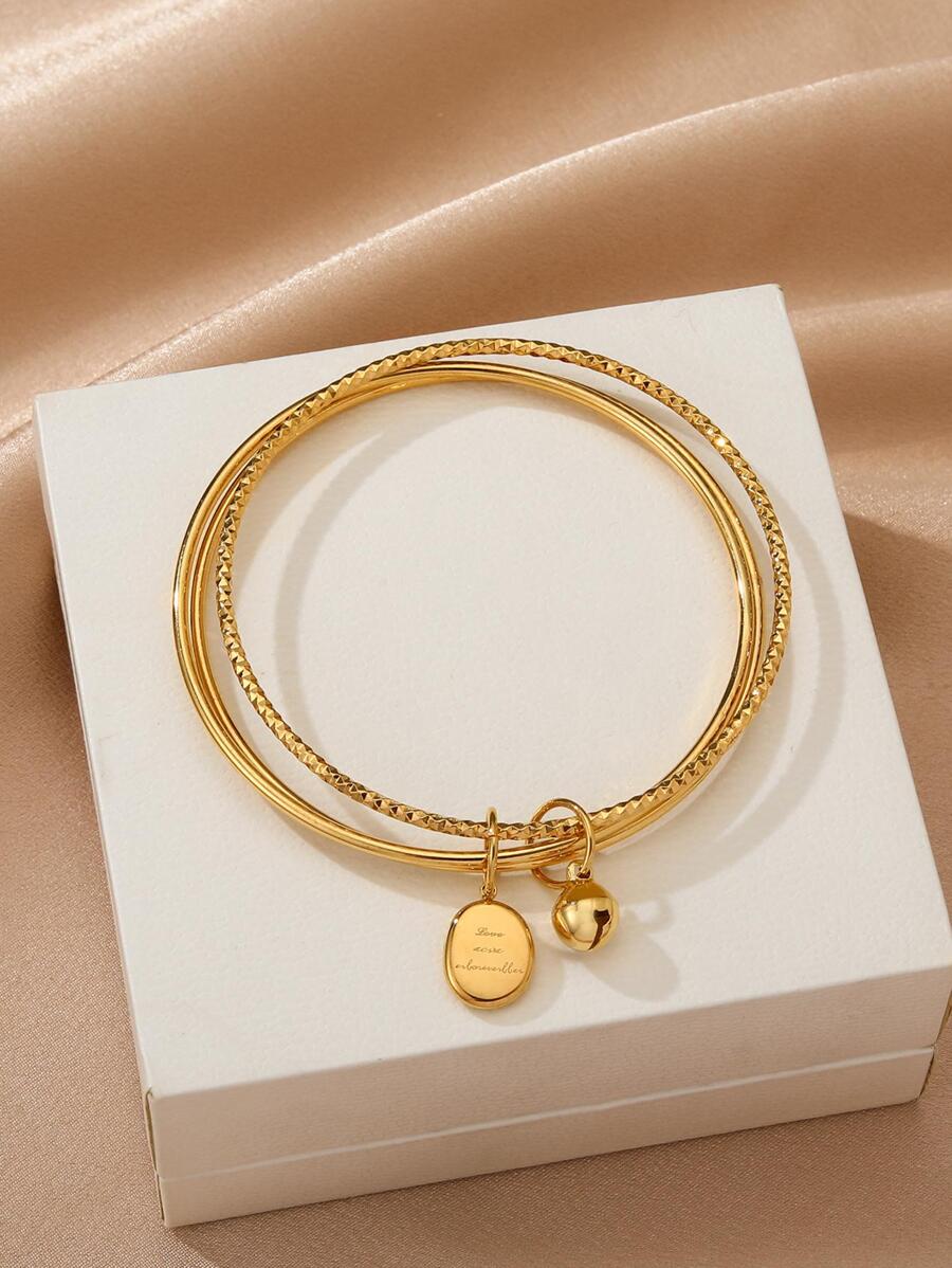 Lắc tay nhiều lớp hình bầu dục & chuông - Vàng - Xem 1