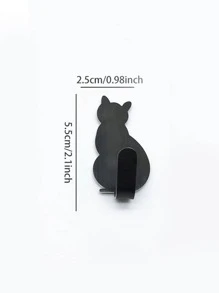 Móc treo tường thiết kế hình mèo 2 cái - màu đen - Xem 5