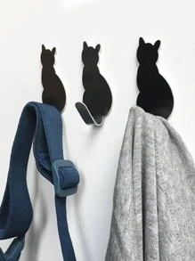 Móc treo tường thiết kế hình mèo 2 cái - Vàng - Xem 3