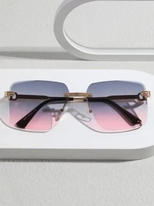 男士漸變鏡片無框太陽鏡 - 淺灰紫 - 查看 3