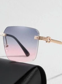 男士漸變鏡片無框太陽鏡 - 淺灰紫 - 查看 2