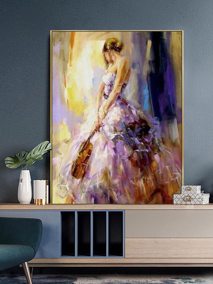 人像圖案DIY鑽石畫不附帶框架現代女孩印花水鑽繪畫裝飾用品 - 彩色 - 查看 1