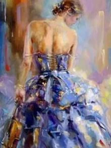 人像圖案DIY鑽石畫不附帶框架現代女孩印花水鑽繪畫裝飾用品 - 彩色 - 查看 6