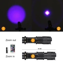 1套鋁合金手電筒，家用現代主義紫外線手電筒手電筒 - 黑色 - 查看 2