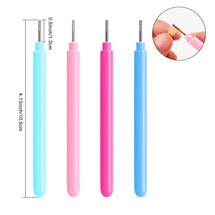 CYFUN DESIGN 4支/套紙捲筆，簡單塑料素色紙捲筆 - 彩色 - 查看 1