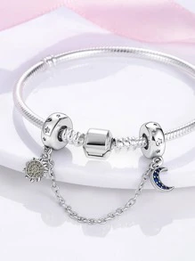 Silicone Stopper Galaxy Star Infinity Love Chain Charm Fit Charm Bracelet Beaded For DIY Jewelry Making - Silver - View 2