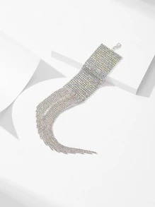 Rhinestone Tassel Decor Bracelet - Silver - View 3
