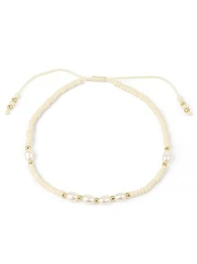 Faux Pearl Decor Beaded Bracelet - Yellow - View 4