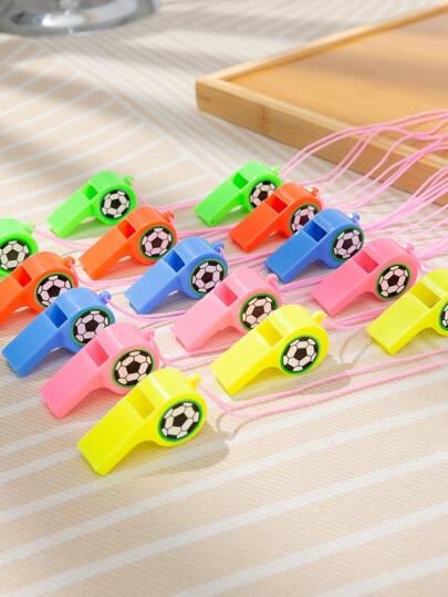 15 件随机颜色足球图案派对口哨，圣诞节