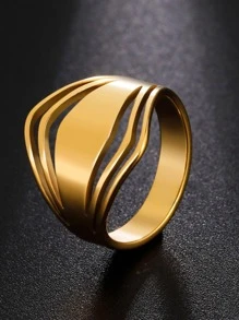 Vòng chi tiết hình học bằng thép không gỉ rỗng - Vàng - Xem 1