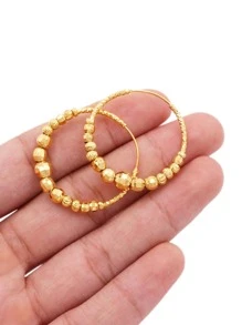 Gold Tone Large Hoop Earrings, Suitable For Pierced Ears, Gold Earrings, Pierced Jewelry, Women/Girls Accessories, Jewelry Gift - Gold - View 13