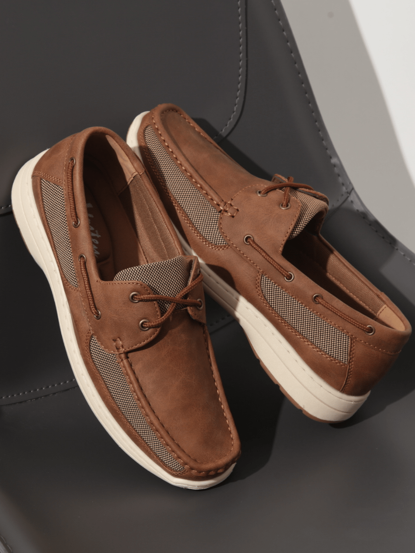 SHOESMALL Arch Support Mens Boat Shoes 2 Eye Lightweight Mens Loafers Men's Slip On Shoes