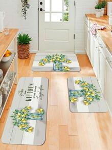 1 pièce Tapis moderne en polyester à motif citron pour la cuisine, la décoration de la maison et de la chambre