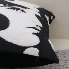 1 Hình Đồ Họa Đệm Không Chất Độn, Polyester Hiện Đại Gối Cho Gia Đình - Đen và trắng - Xem 4