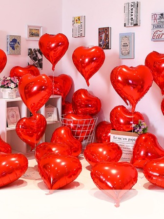 10pcs Heart Shaped Balloon, Back To School Valentine Day