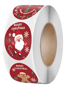 TYFYO 1roll Christmas Pattern Gift Sticker,Christmas - Multicolor - View 3