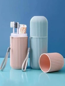 1入組帶蓋旅行牙刷杯,牙刷架,儲物盒組合,方便收納工具,漱口杯,浴室杯