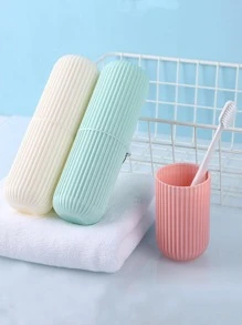 1入組帶蓋旅行牙刷杯,牙刷架,儲物盒組合,方便收納工具,漱口杯,浴室杯