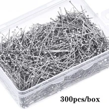 Set de 300 alfileres de costura de acero inoxidable de 35 mm con cabezas de satén fina para sastrería y manualidades de joyería