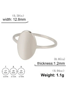 Nhẫn trang trí hình bầu dục - Bạc - Xem 3