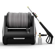 Grandfalls Pressure Washer Plus Soft, Electric Pressure Washer Wall Mount, 100ft Retractable Pressure Washer Reel, 4 Quick Connect Nozzles, Foam Cannon, Cleaning Patios, Cars, Driveways - 銀色 - 查看 2