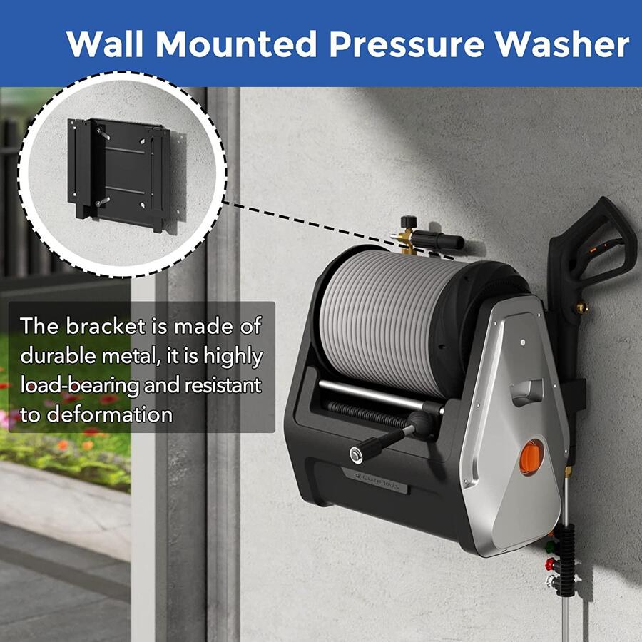 Grandfalls Pressure Washer Plus Soft, Electric Pressure Washer Wall Mount, 100ft Retractable Pressure Washer Reel, 4 Quick Connect Nozzles, Foam Cannon, Cleaning Patios, Cars, Driveways - 銀色 - 查看 1