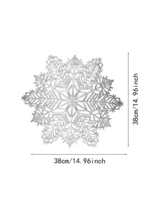 4pcs Christmas Series Silver-color Snowflake Shaped Hollow Out Placemats For Table Decoration, Insulation, Pot Holder. Suitable For Home, Kitchen, Restaurant, Birthday Party, Festival, Hotel, Farmhouse, Family Gathering. - Silver - View 6