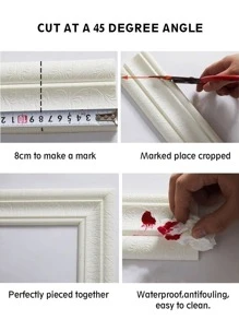 1set PVC 2.3m 3D Foam Wall Edge Strip Sticker Self Adhesive Waterproof Baseboard Corner Waist Line Sticker - Grey - View 5
