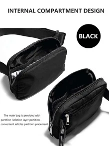 耐用跑步包防水拉鍊可調整肩帶運動聚酰胺 - 黑色 - 查看 1