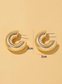 Pendientes de aro con textura diseño - Amarillo Oro - Ver 4