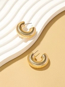 Pendientes de aro con textura diseño - Amarillo Oro - Ver 2