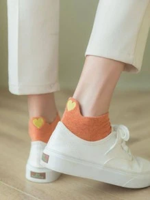 10pairs Women Heart Embroidery Fashion Ankle Socks, For Spring