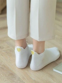 10pairs Women Heart Embroidery Fashion Ankle Socks, For Spring