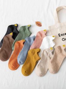 10pairs Women Heart Embroidery Fashion Ankle Socks, For Spring